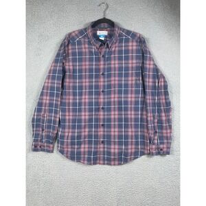 Columbia Men's Blue Red Plaid Button Up Shirt Size L